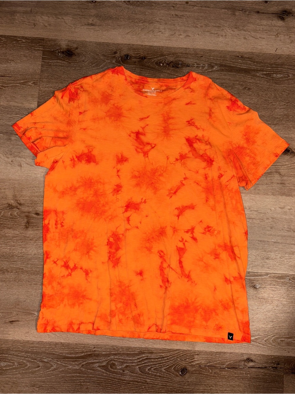 American Eagle Outfitters Orange and Red Tie-Dye Short Sleeve Tee